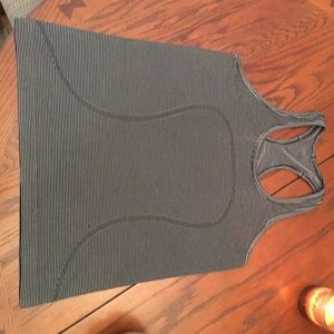 Lululemon black and white stripe "swiftly" tank 12
